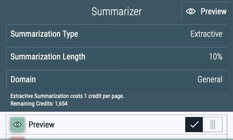 Schermata dell'app Xerox® Summarizer Schermata dell'app Xerox® Summarizer